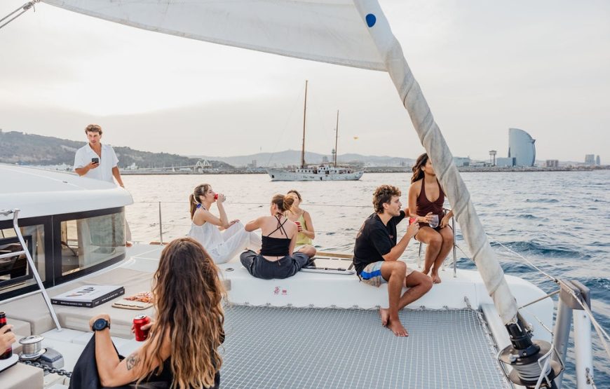 Private Catamaran Cruise in Barcelona with Cava and Swim Stop