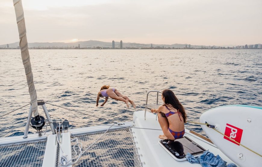 Private Catamaran Cruise in Barcelona with Cava and Swim Stop